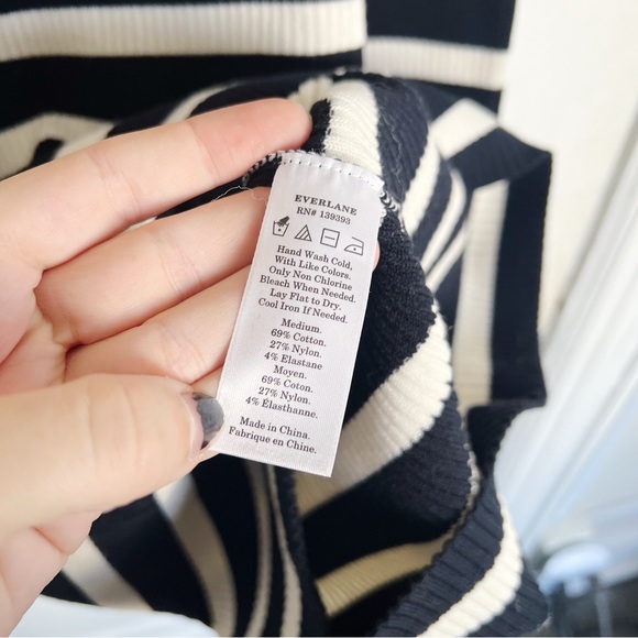 Everlane • The Breton Ribbed Cotton Sweater Dress pullover striped black white - Picture 6 of 9